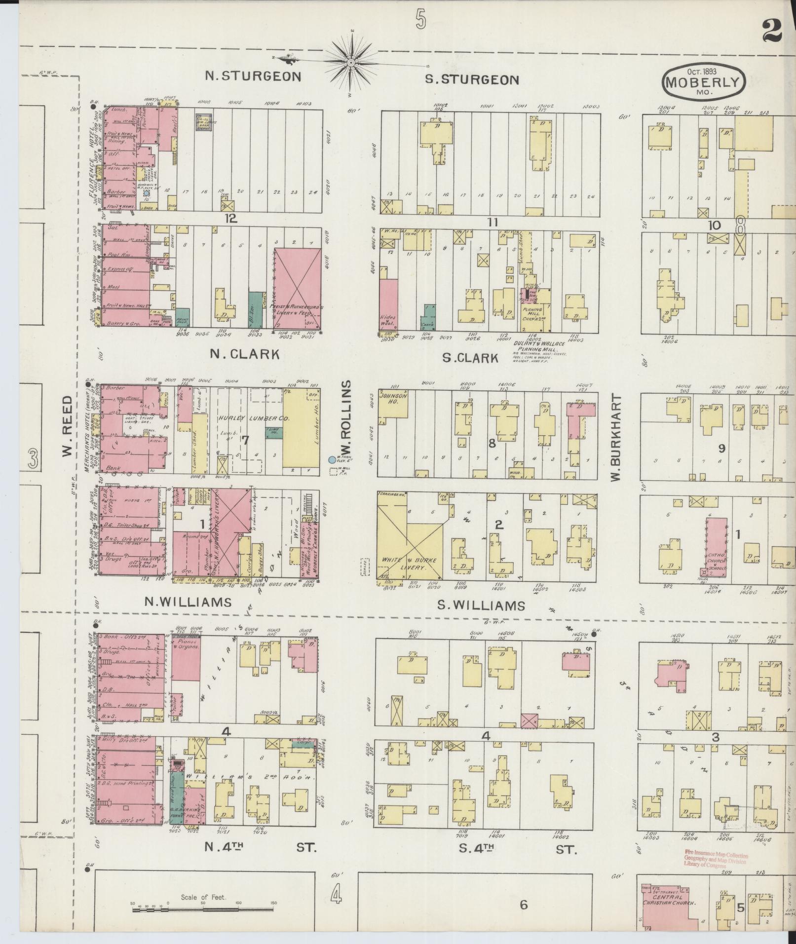 Sanborn Fire Insurance Map from Moberly, Randolph County, Missouri (1893), Sheet #0002 - Complete Map Set gallery image, historic Sanborn map, vintage wall art, Missouri Missouri
