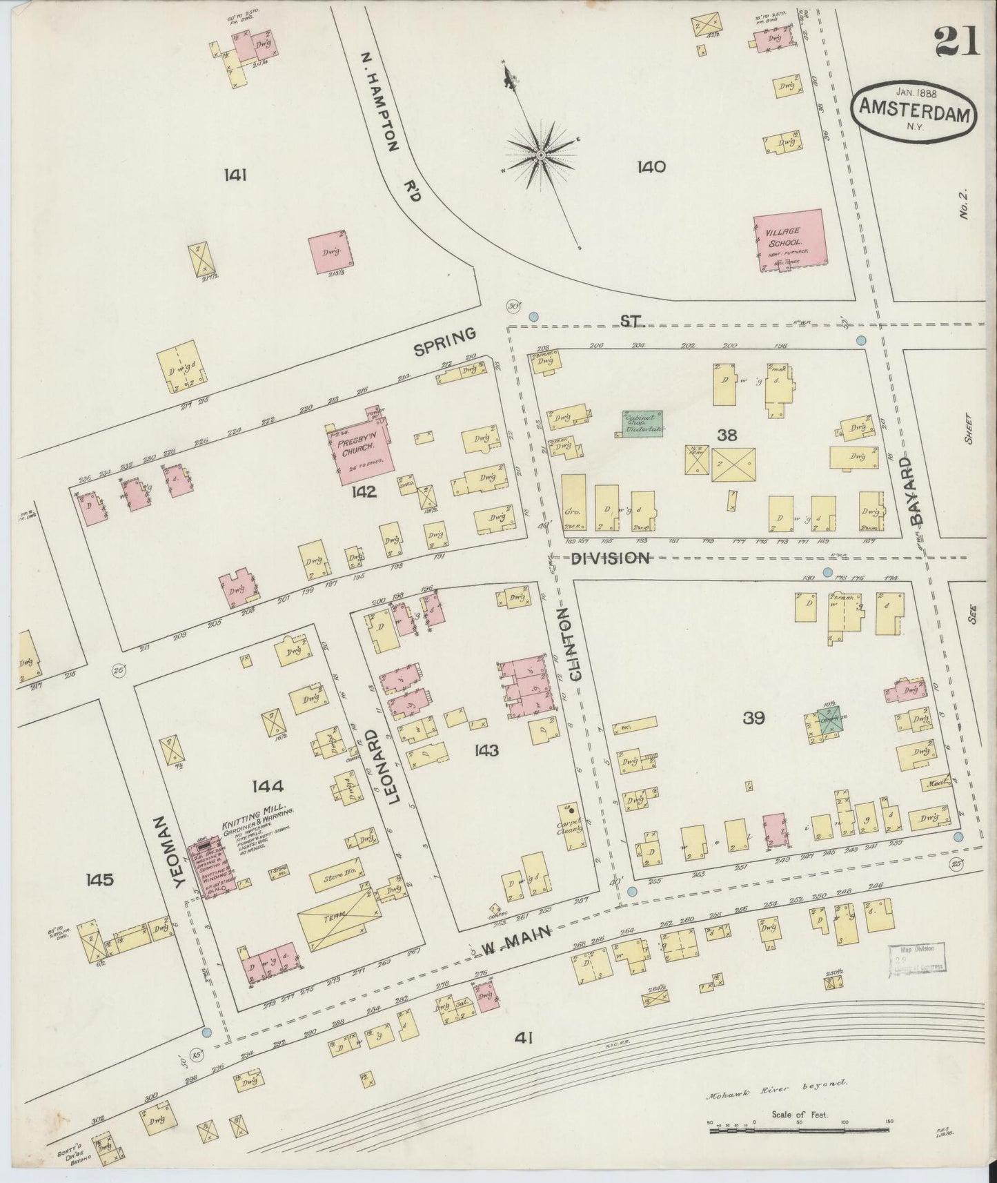 Sanborn Fire Insurance Map from Amsterdam, Montgomery County, New York (1888), Sheet #0021 - Complete Map Set gallery image, historic Sanborn map, vintage wall art, New York New York