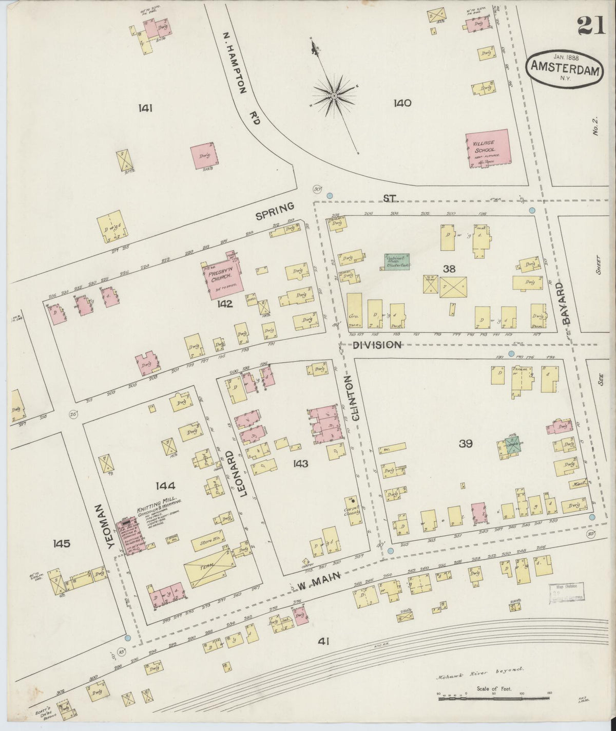 Sanborn Fire Insurance Map from Amsterdam, Montgomery County, New York (1888), Sheet #0021 - Complete Map Set gallery image, historic Sanborn map, vintage wall art, New York New York