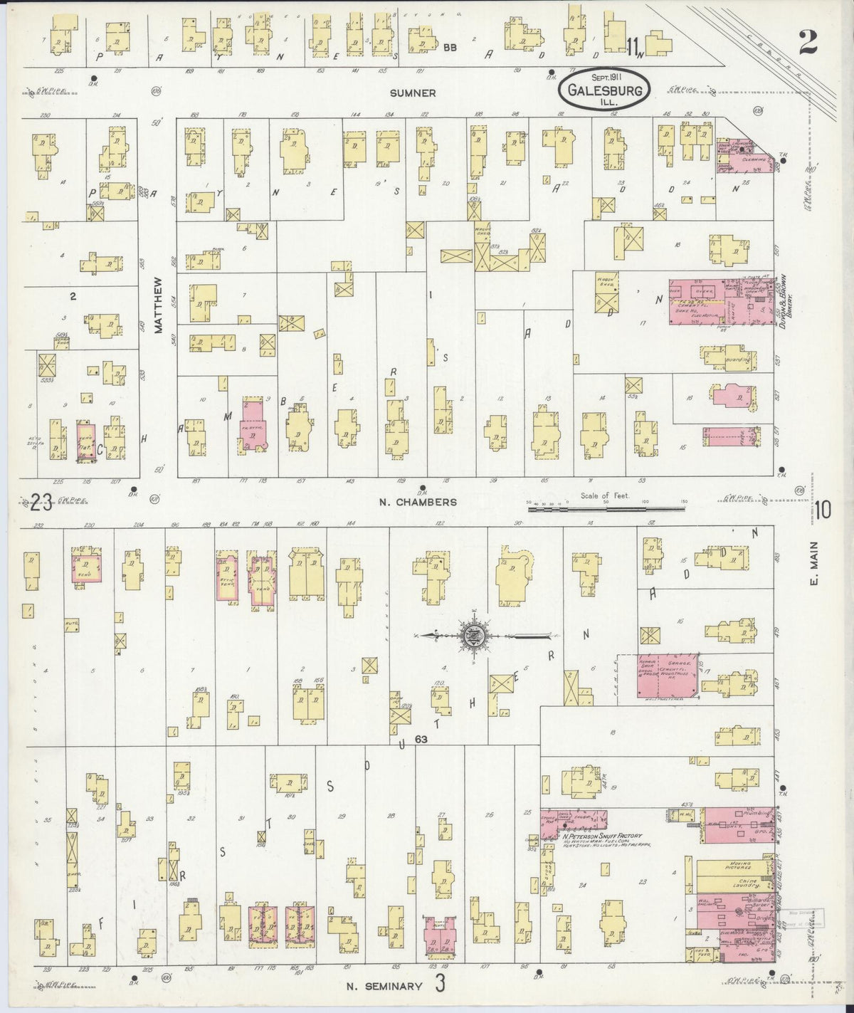 Sanborn Fire Insurance Map from Galesburg, Knox County, Illinois (1911), Sheet #0002 - Historic Sanborn Fire Insurance Map Print, vintage old map wall art, antique decor, genealogy gift, Illinois Illinois map