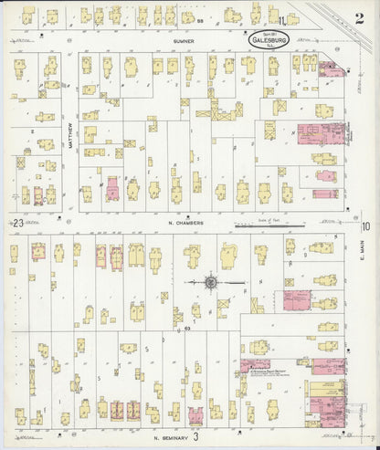 Sanborn Fire Insurance Map from Galesburg, Knox County, Illinois (1911), Sheet #0002 - Historic Sanborn Fire Insurance Map Print, vintage old map wall art, antique decor, genealogy gift, Illinois Illinois map