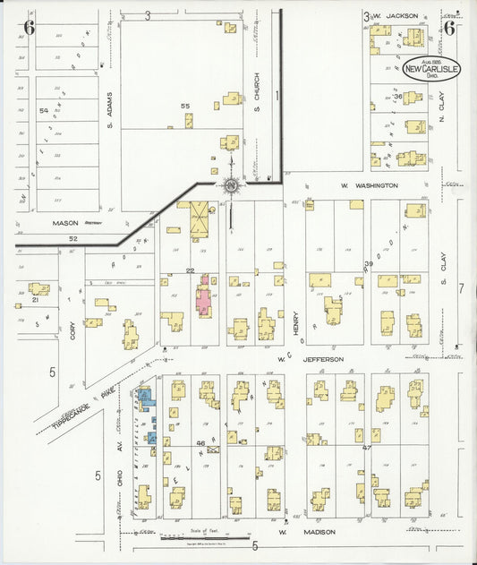 Sanborn Fire Insurance Map from New Carlisle, Clarke County, Ohio (1926), Sheet #0006 - Historic Sanborn Fire Insurance Map Print, vintage old map wall art, antique decor, genealogy gift, Ohio Ohio map
