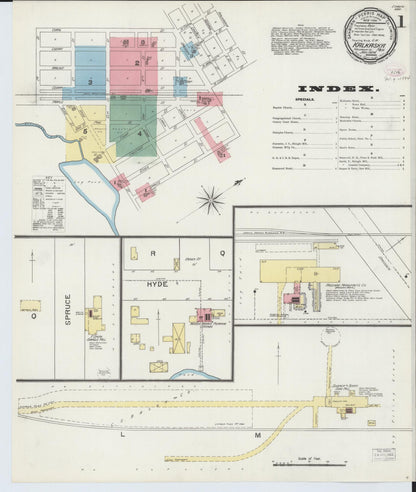 Sanborn Fire Insurance Map from Kalkaska, Kalkaska County, Michigan (1894), Sheet #0001 - Historic Sanborn Fire Insurance Map Print, vintage old map wall art, antique decor, genealogy gift, Michigan Michigan map