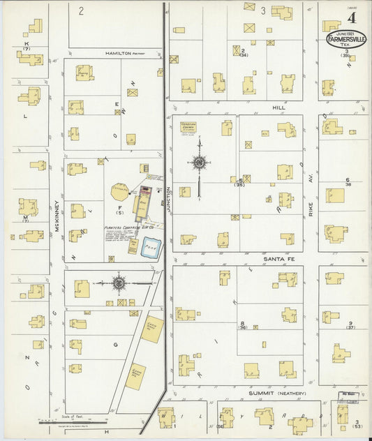 Sanborn Fire Insurance Map from Farmersville, Collin County, Texas (1921), Sheet #0004 - Historic Sanborn Fire Insurance Map Print, vintage old map wall art, antique decor, genealogy gift, Texas Texas map