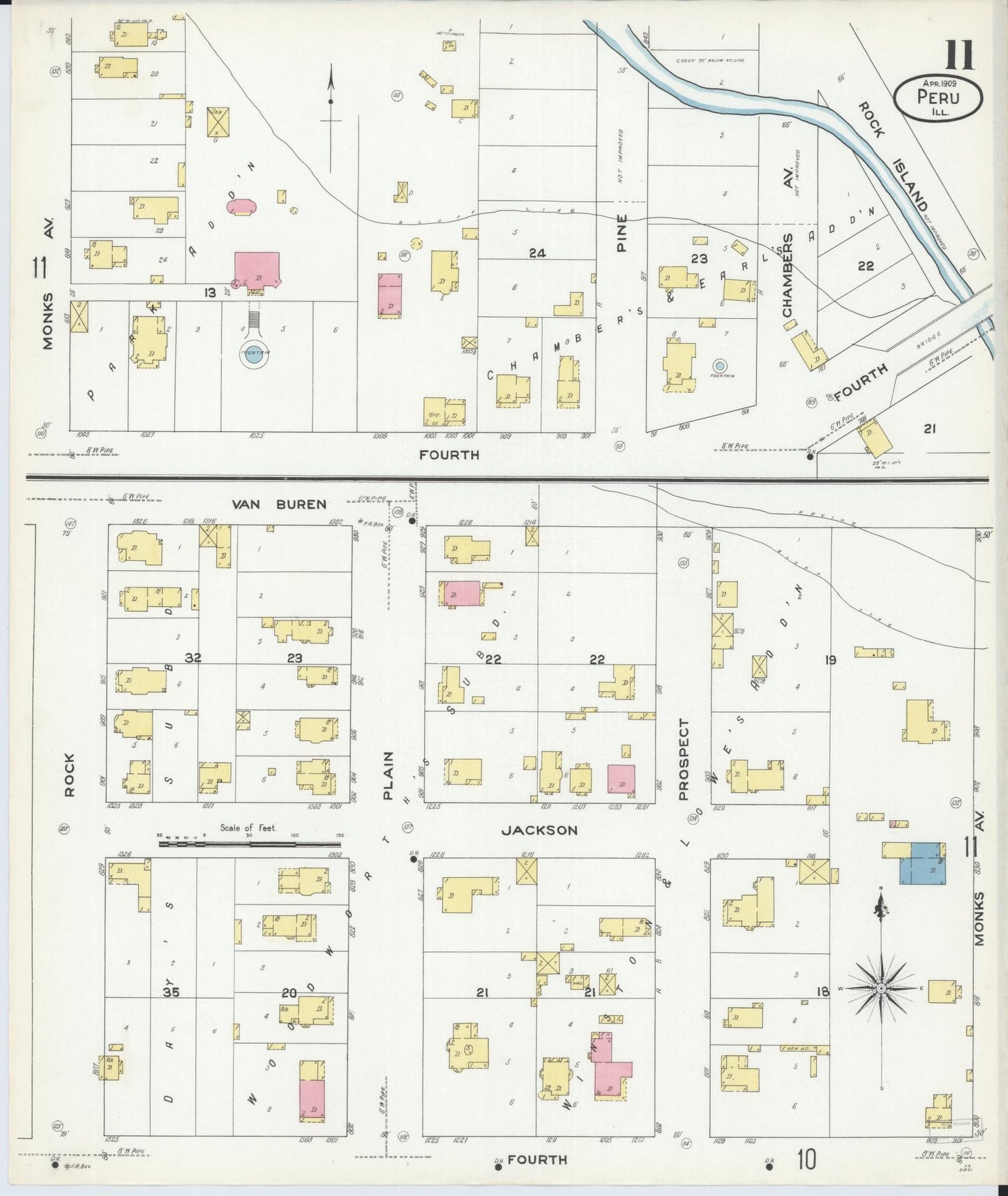Sanborn Fire Insurance Map from Peru, La Salle County, Illinois (1909), Sheet #0011 - Complete Map Set gallery image, historic Sanborn map, vintage wall art, Illinois Illinois