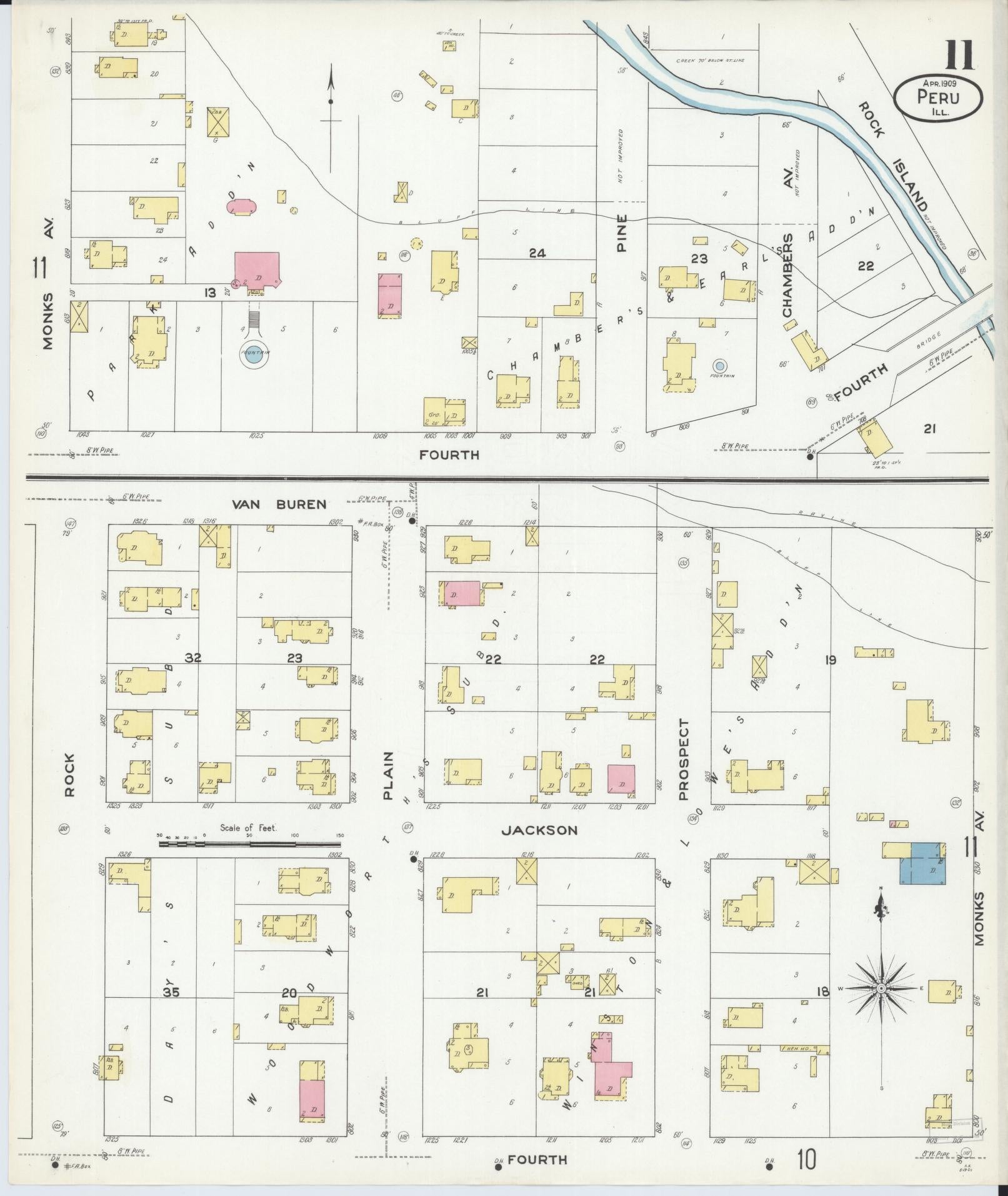 Sanborn Fire Insurance Map from Peru, La Salle County, Illinois (1909), Sheet #0011 - Complete Map Set gallery image, historic Sanborn map, vintage wall art, Illinois Illinois