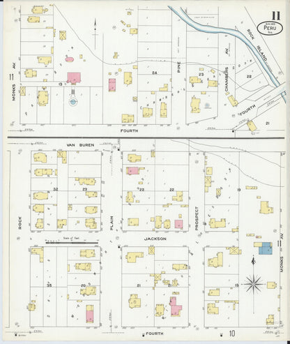 Sanborn Fire Insurance Map from Peru, La Salle County, Illinois (1909), Sheet #0011 - Complete Map Set gallery image, historic Sanborn map, vintage wall art, Illinois Illinois