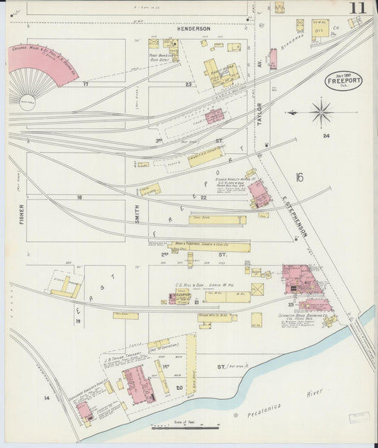 Sanborn Fire Insurance Map from Freeport, Stephenson County, Illinois (1897), Sheet #0011 - Historic Sanborn Fire Insurance Map Print, vintage old map wall art, antique decor, genealogy gift, Illinois Illinois map