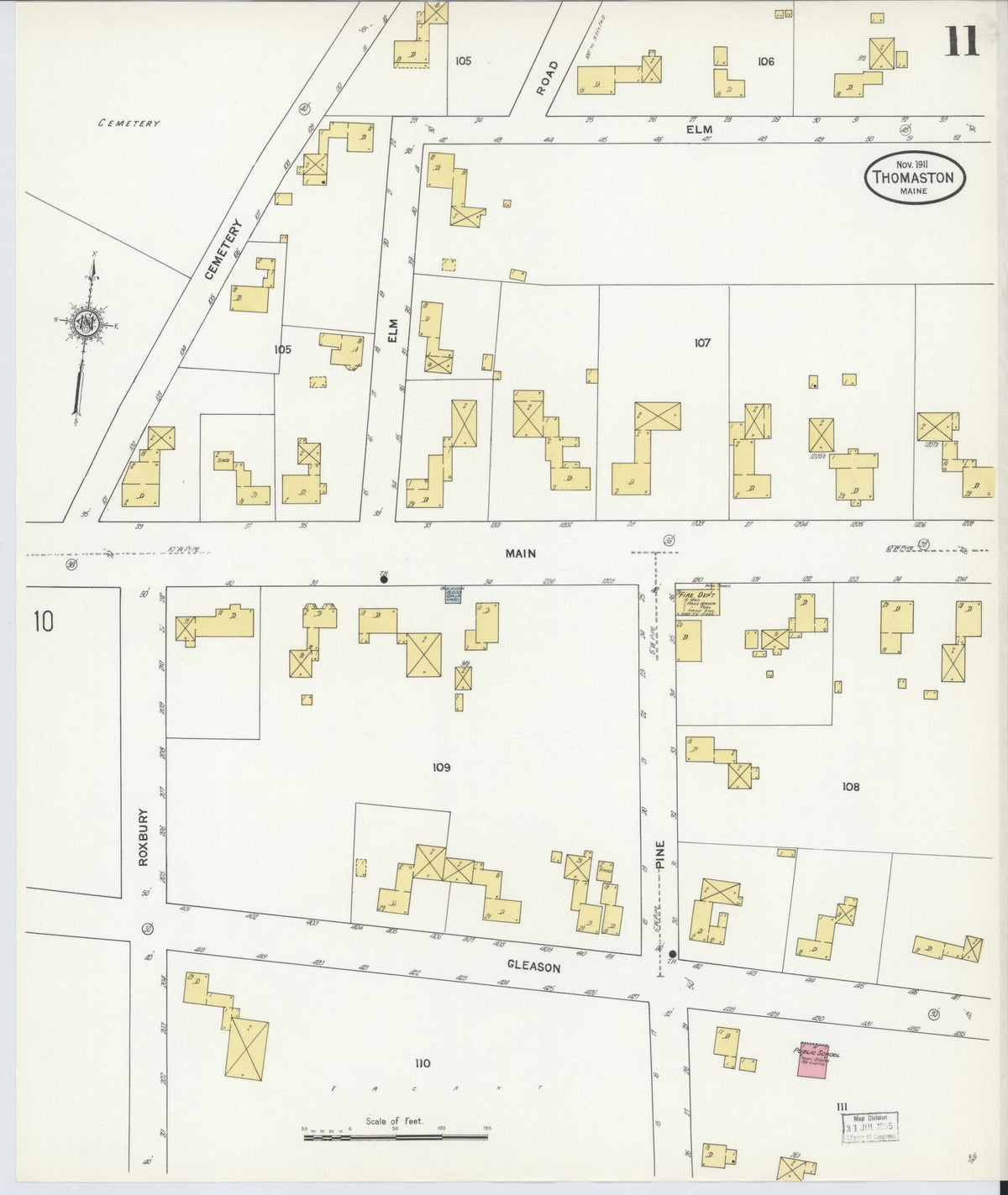 Sanborn Fire Insurance Map from Thomaston, Knox County, Maine (1911), Sheet #0011 - Complete Map Set gallery image, historic Sanborn map, vintage wall art, Maine Maine