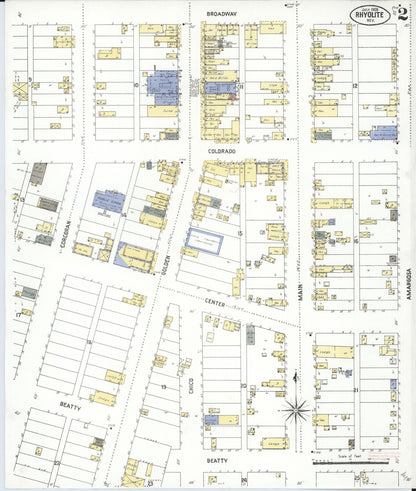 Sanborn Fire Insurance Map from Rhyolite, Nye County, Nevada (1909), Sheet #0002 - Complete Map Set gallery image, historic Sanborn map, vintage wall art, Nevada Nevada
