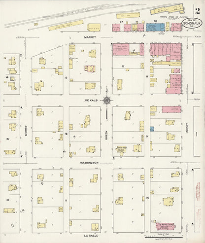 Sanborn Fire Insurance Map from Somonauk, De Kalb County, Illinois (1921), Sheet #0002 - Historic Sanborn Fire Insurance Map Print, vintage old map wall art, antique decor, genealogy gift, Illinois Illinois map
