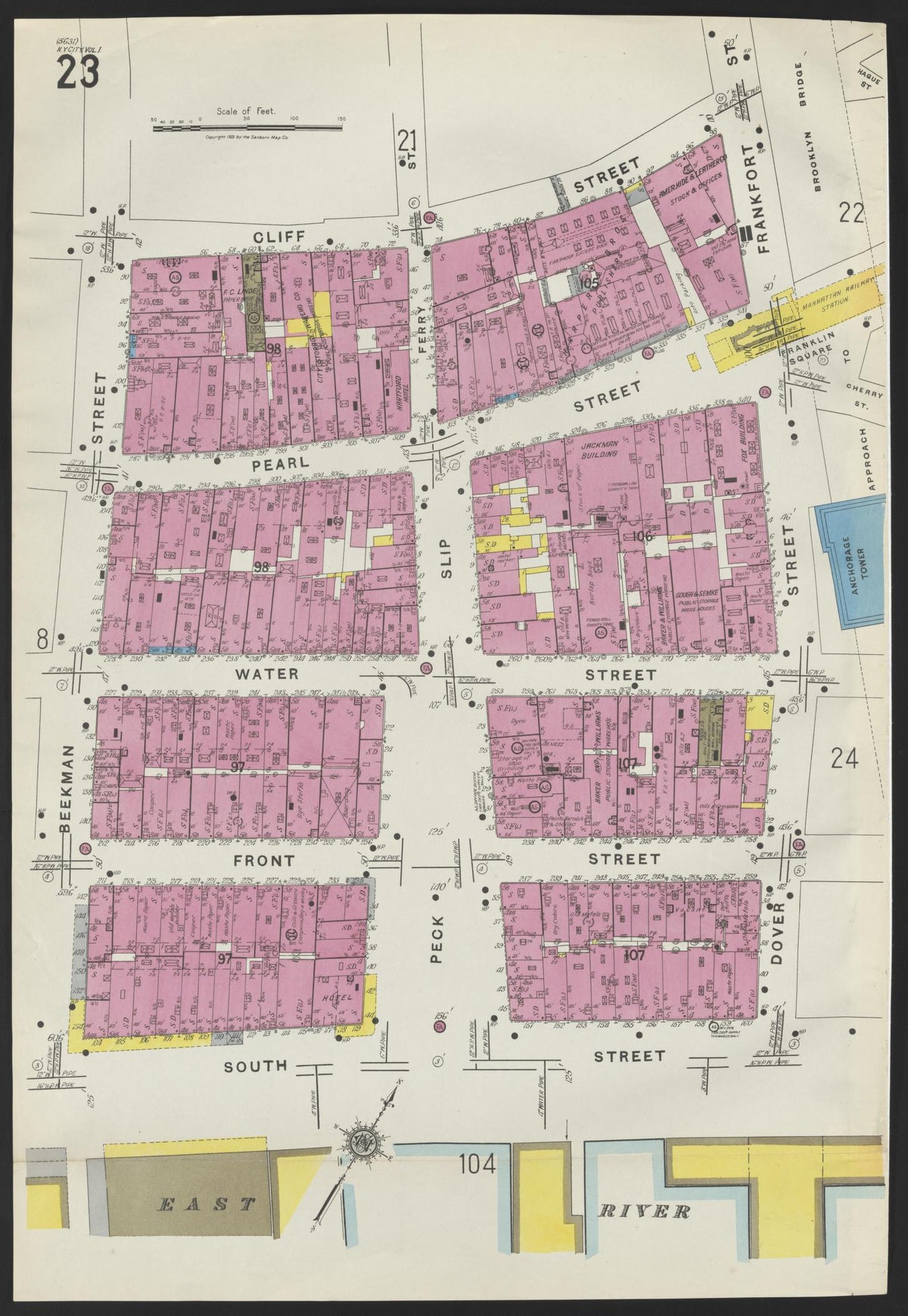 Sanborn Fire Insurance Map from New York, Bronx, Manhattan, New York (1923), Sheet #0023 - Historic Sanborn Fire Insurance Map Print, vintage old map wall art, antique decor, genealogy gift, New York New York map