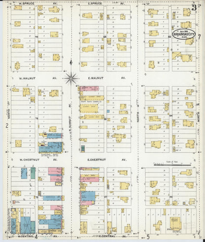 Sanborn Fire Insurance Map from Arkansas City, Cowley County, Kansas (1905), Sheet #0003 - Complete Map Set gallery image, historic Sanborn map, vintage wall art, Kansas Kansas