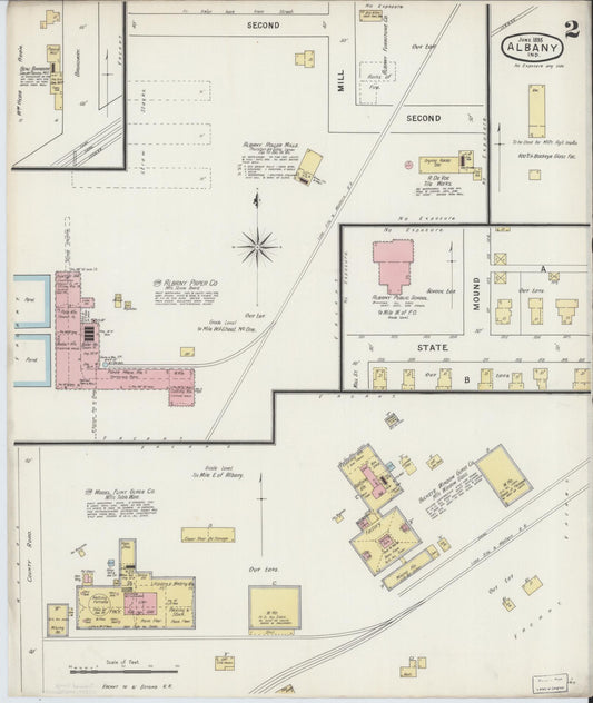 Sanborn Fire Insurance Map from Albany, Delaware County, Indiana (1895), Sheet #0002 - Historic Sanborn Fire Insurance Map Print, vintage old map wall art, antique decor, genealogy gift, Albany Delaware map