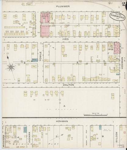 Sanborn Fire Insurance Map from Hammond, Lake County, Indiana (1886), Sheet #0002 - Complete Map Set gallery image, historic Sanborn map, vintage wall art, Indiana Indiana