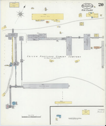 Sanborn Fire Insurance Map from Washington, Warren County, New Jersey (1909), Sheet #0020 - Historic Sanborn Fire Insurance Map Print, vintage old map wall art, antique decor, genealogy gift, New Jersey New Jersey map