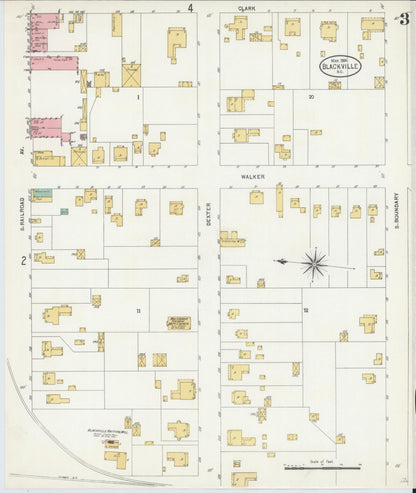 Sanborn Fire Insurance Map from Blackville, Barnwell County, South Carolina (1904), Sheet #0003 - Complete Map Set gallery image, historic Sanborn map, vintage wall art, South Carolina South Carolina