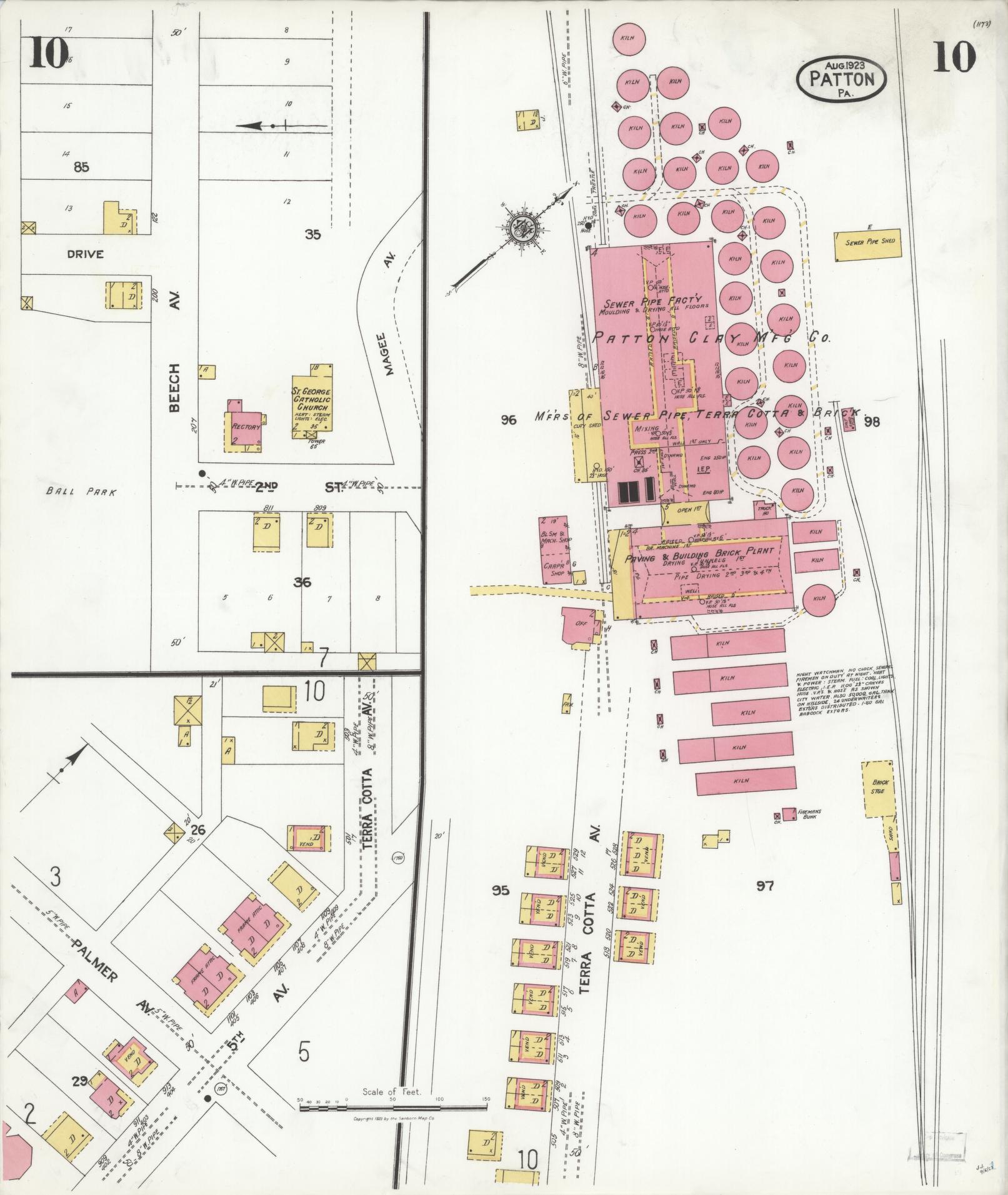 Sanborn Fire Insurance Map from Patton, Cambria County, Pennsylvania (1923), Sheet #0010 - Complete Map Set gallery image, historic Sanborn map, vintage wall art, Pennsylvania Pennsylvania