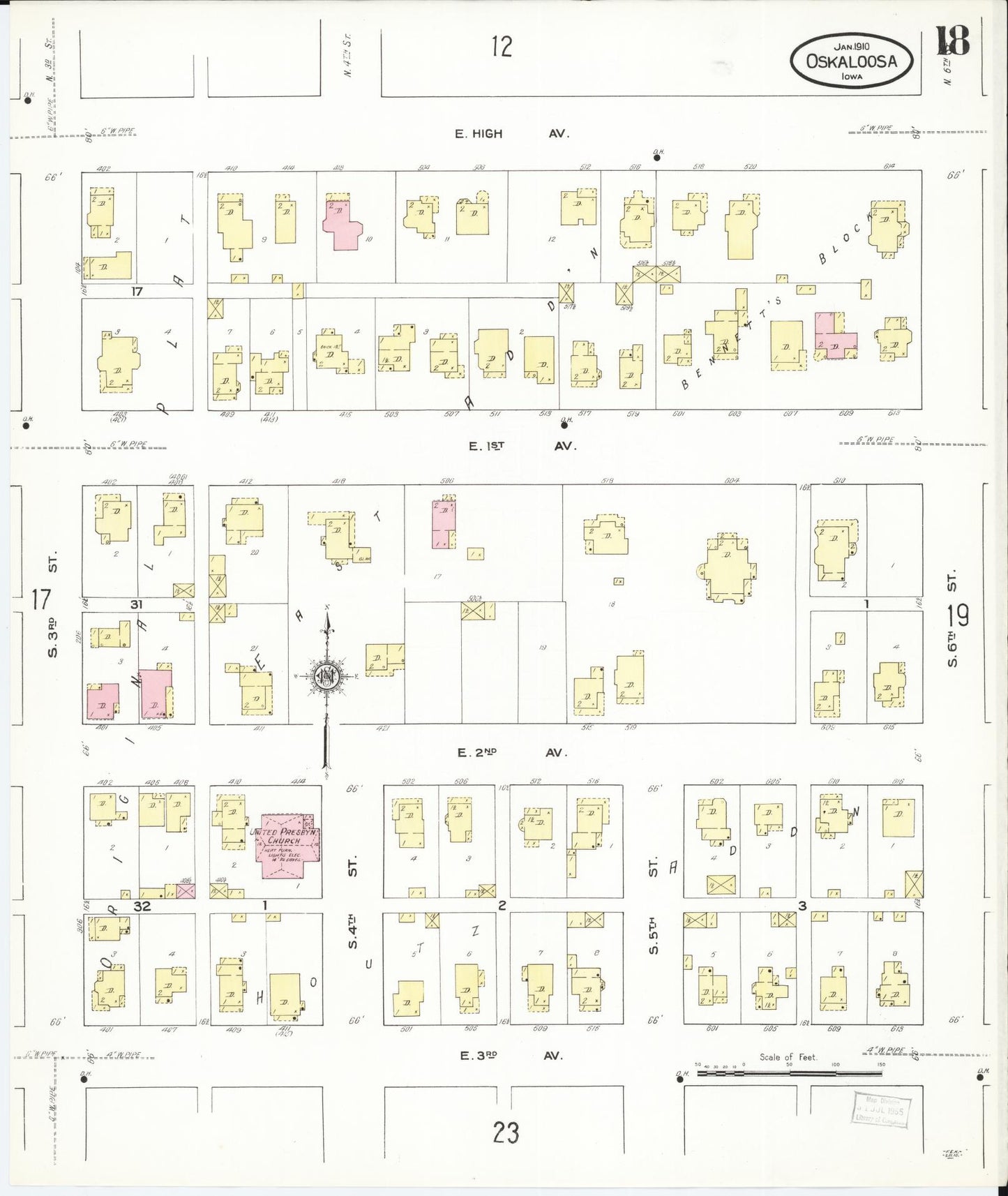 Sanborn Fire Insurance Map from Oskaloosa, Mahaska County, Iowa (1910), Sheet #0018 - Historic Sanborn Fire Insurance Map Print