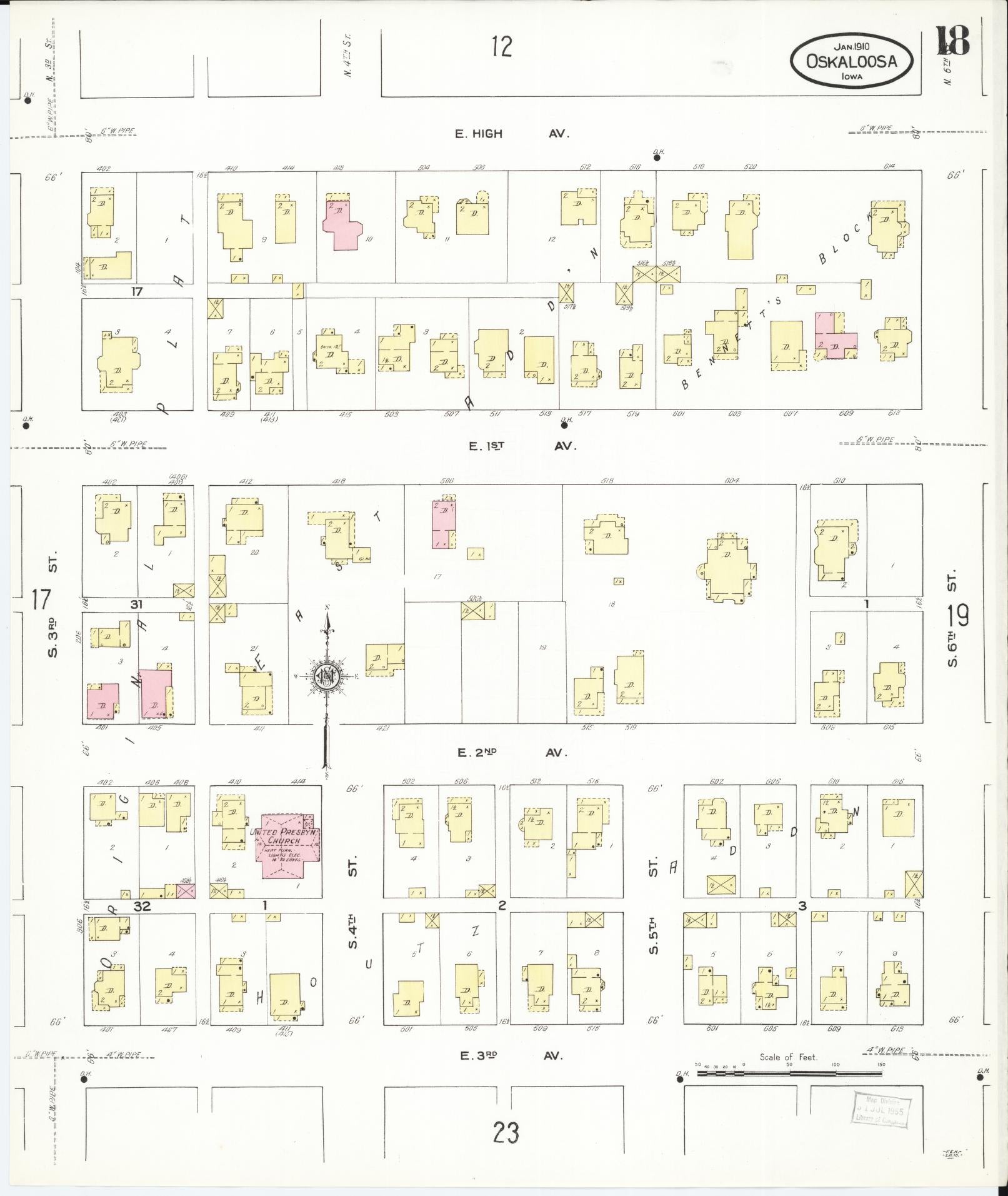 Sanborn Fire Insurance Map from Oskaloosa, Mahaska County, Iowa (1910), Sheet #0018 - Historic Sanborn Fire Insurance Map Print