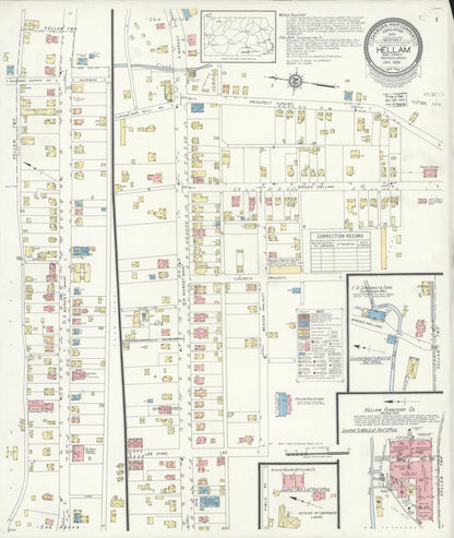 Sanborn Fire Insurance Map from Hellam, York County, Pennsylvania (1939), Sheet #0001 - Historic Sanborn Fire Insurance Map Print, vintage old map wall art, antique decor, genealogy gift, Pennsylvania Pennsylvania map