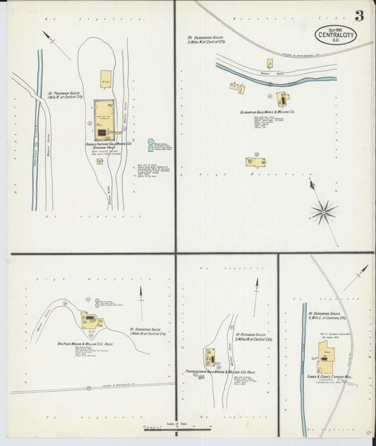 Sanborn Fire Insurance Map from Central City, Lawrence County, South Dakota (1903), Sheet #0003 - Historic Sanborn Fire Insurance Map Print, vintage old map wall art, antique decor, genealogy gift, South Dakota South Dakota map