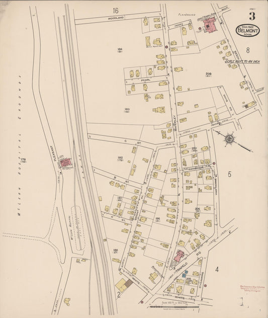 Sanborn Fire Insurance Map from Belmont, Middlesex County, Massachusetts (1922), Sheet #0003 - Historic Sanborn Fire Insurance Map Print, vintage old map wall art, antique decor, genealogy gift, Massachusetts Massachusetts map