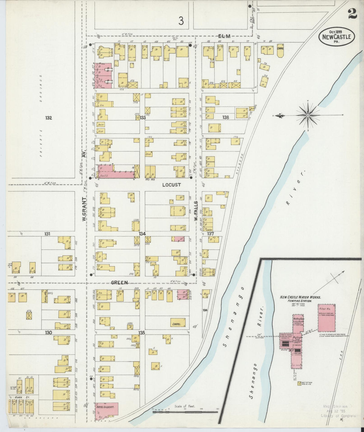Sanborn Fire Insurance Map from New Castle, Lawrence County, Pennsylvania (1899), Sheet #0002 - Historic Sanborn Fire Insurance Map Print, vintage old map wall art, antique decor, genealogy gift, Pennsylvania Pennsylvania map