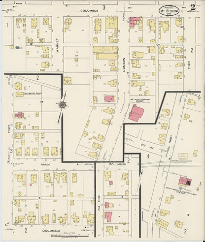 Sanborn Fire Insurance Map from Mount Sterling, Madison County, Ohio (1922), Sheet #0002 - Complete Map Set gallery image, historic Sanborn map, vintage wall art, Ohio Ohio