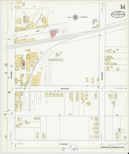 Sanborn Fire Insurance Map from East Aurora, Erie County, New York (1912), Sheet #0014 - Historic Sanborn Fire Insurance Map Print, vintage old map wall art, antique decor, genealogy gift, New York New York map