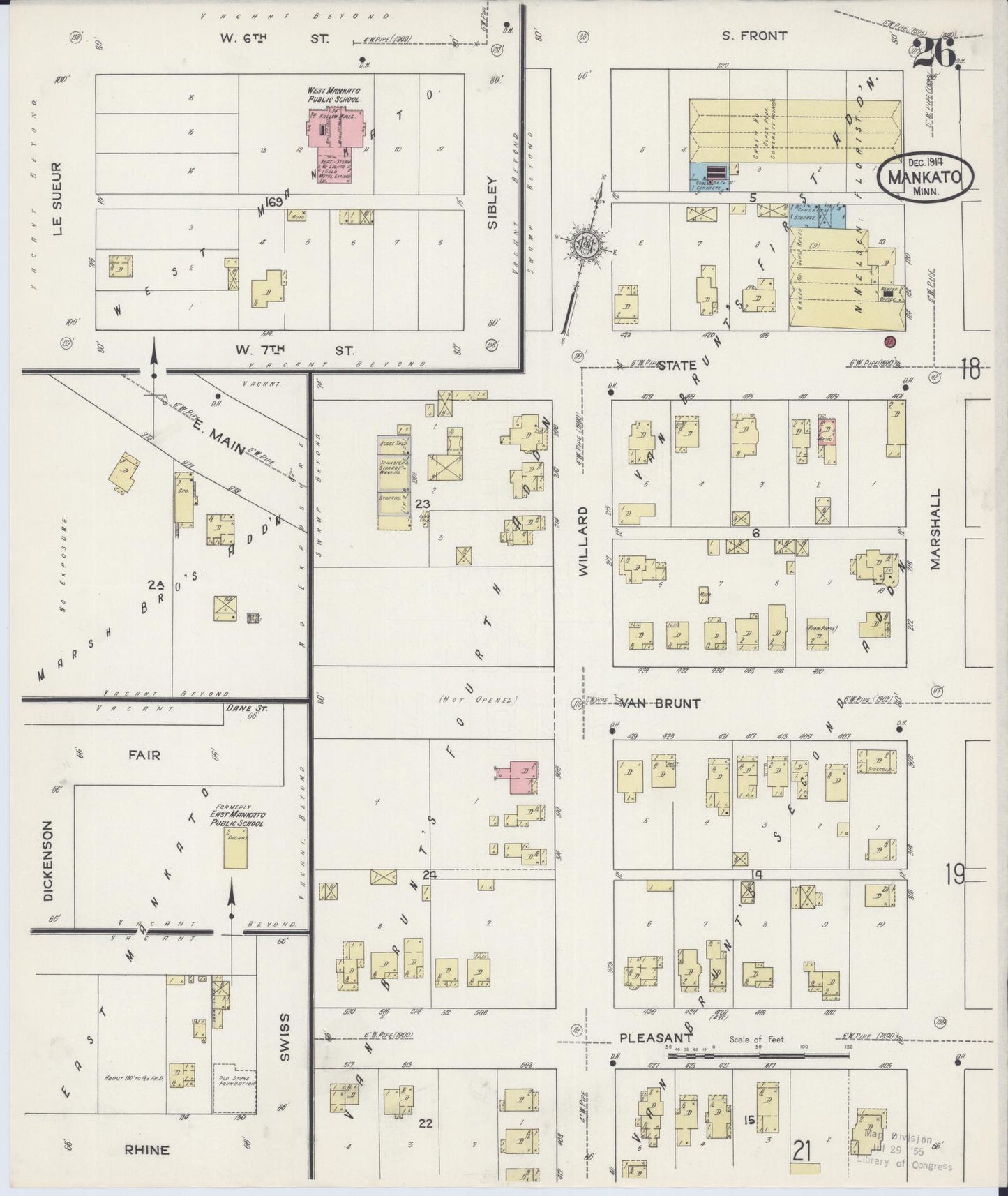 Sanborn Fire Insurance Map from Mankato, Blue Earth County, Minnesota (1914), Sheet #0026 - Complete Map Set gallery image, historic Sanborn map, vintage wall art, Minnesota Minnesota