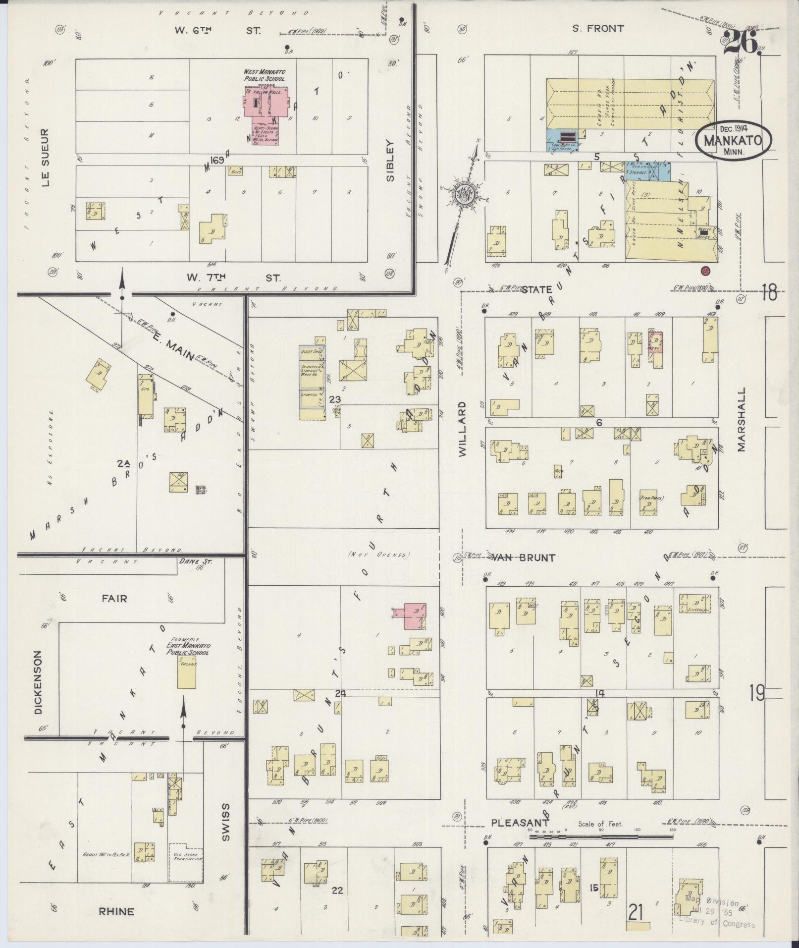 Sanborn Fire Insurance Map from Mankato, Blue Earth County, Minnesota (1914), Sheet #0026 - Complete Map Set gallery image, historic Sanborn map, vintage wall art, Minnesota Minnesota