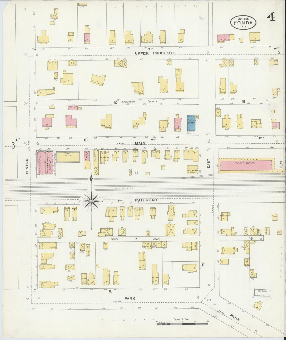 Sanborn Fire Insurance Map from Fonda, Montgomery County, New York (1906), Sheet #0004 - Complete Map Set gallery image, historic Sanborn map, vintage wall art, New York New York