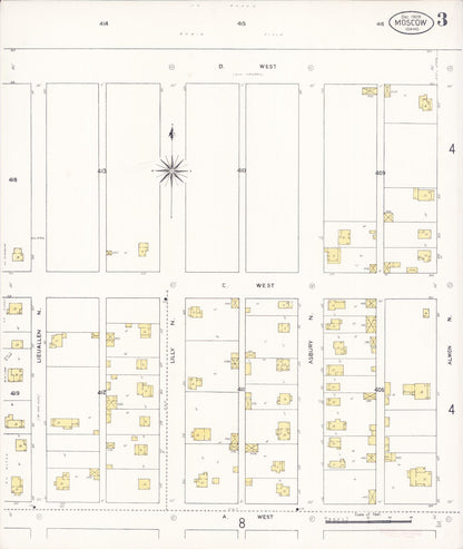 Sanborn Fire Insurance Map from Moscow, Latah County, Idaho (1909), Sheet #0003 - Complete Map Set gallery image, historic Sanborn map, vintage wall art, Idaho Idaho