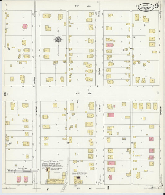 Sanborn Fire Insurance Map from Longmont, Boulder County, Colorado (1911), Sheet #0009 - Historic Sanborn Fire Insurance Map Print, vintage old map wall art, antique decor, genealogy gift, Colorado Colorado map