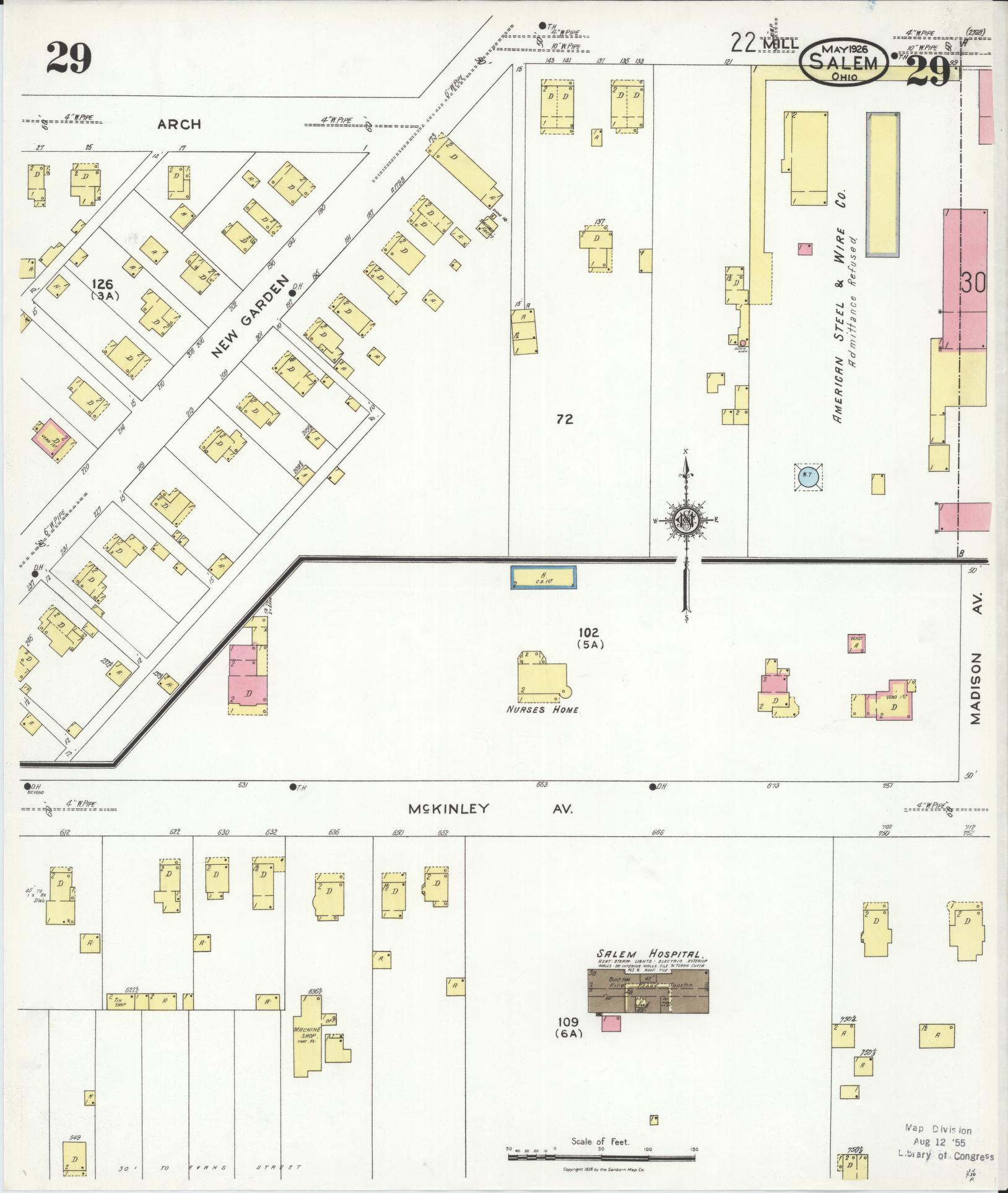 Sanborn Fire Insurance Map from Salem, Columbiana County, Ohio (1926), Sheet #0029 - Complete Map Set gallery image, historic Sanborn map, vintage wall art, Ohio Ohio