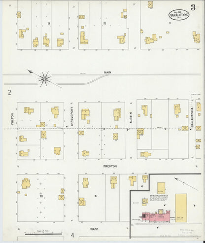 Sanborn Fire Insurance Map from Van Alstyne, Grayson County, Texas (1901), Sheet #0003 - Complete Map Set gallery image, historic Sanborn map, vintage wall art, Texas Texas