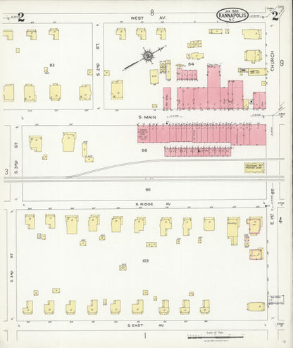 Sanborn Fire Insurance Map from Kannapolis, Rowan And Cabarrus Counties, North Carolina (1926), Sheet #0002 - Historic Sanborn Fire Insurance Map Print, vintage old map wall art, antique decor, genealogy gift, North Carolina North Carolina map