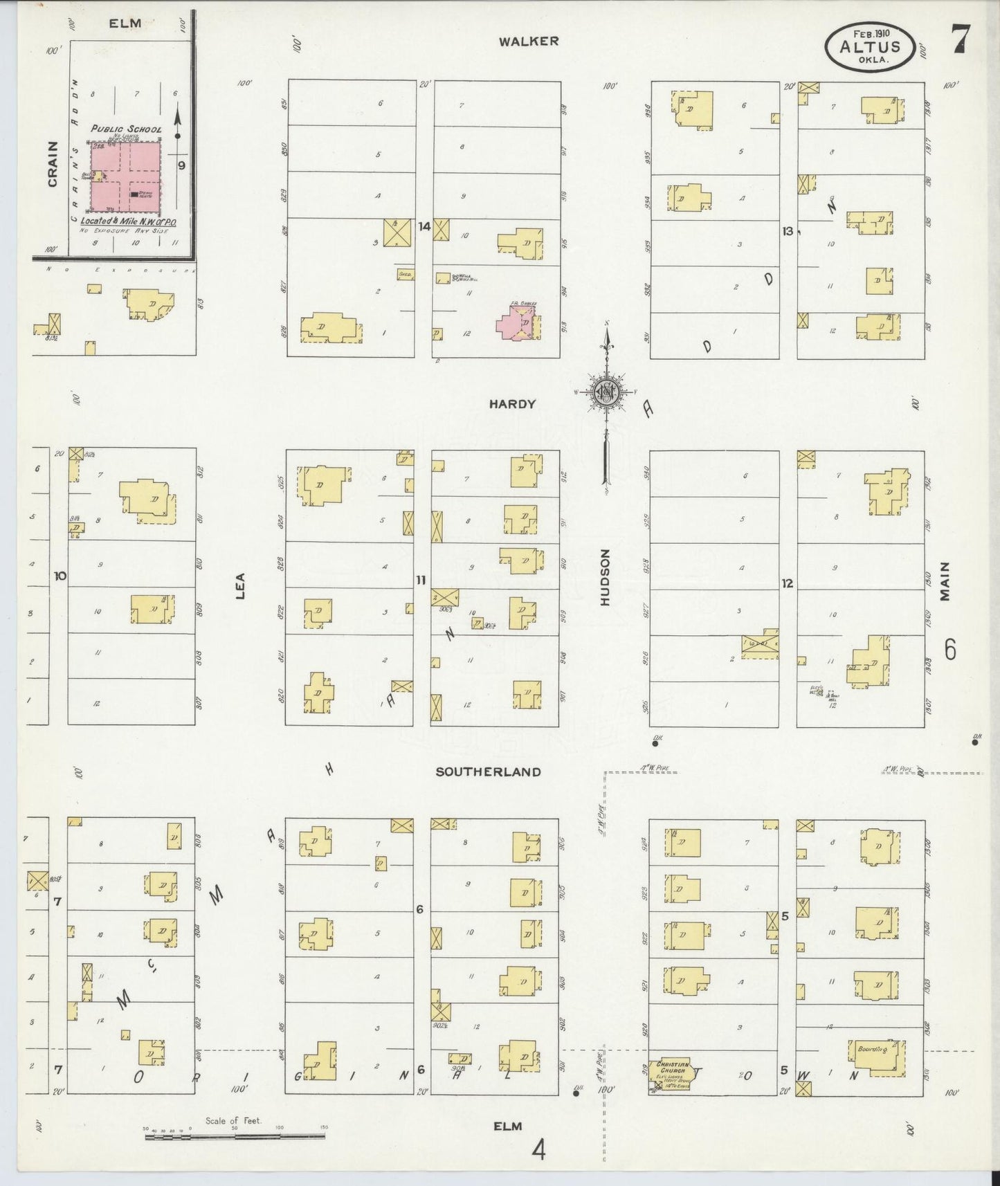 Sanborn Fire Insurance Map from Altus, Jackson County, Oklahoma (1910), Sheet #0007 - Complete Map Set gallery image, historic Sanborn map, vintage wall art, Oklahoma Oklahoma