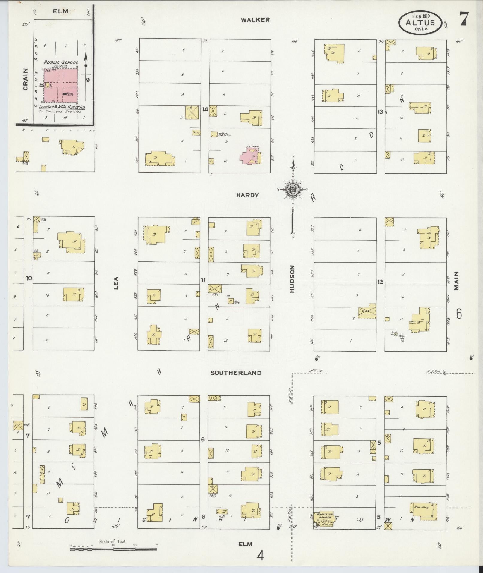 Sanborn Fire Insurance Map from Altus, Jackson County, Oklahoma (1910), Sheet #0007 - Complete Map Set gallery image, historic Sanborn map, vintage wall art, Oklahoma Oklahoma