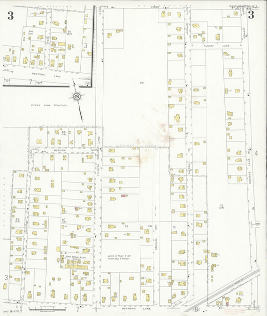 Sanborn Fire Insurance Map from Easthampton, Suffolk County, New York (1936), Sheet #0003 - Historic Sanborn Fire Insurance Map Print, vintage old map wall art, antique decor, genealogy gift, New York New York map