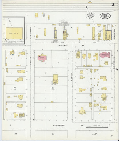 Sanborn Fire Insurance Map from Vinita, Craig County, Oklahoma (1905), Sheet #0002 - Complete Map Set gallery image, historic Sanborn map, vintage wall art, Oklahoma Oklahoma
