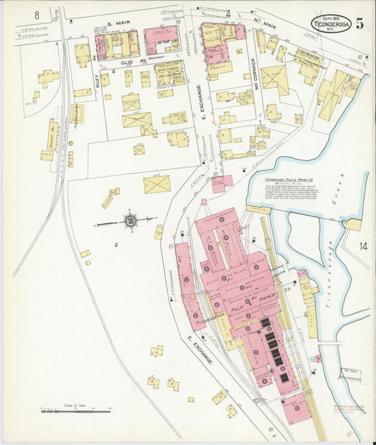 Sanborn Fire Insurance Map from Ticonderoga, Essex County, New York (1912), Sheet #0005 - Historic Sanborn Fire Insurance Map Print, vintage old map wall art, antique decor, genealogy gift, New York New York map