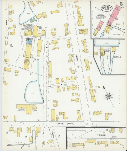Sanborn Fire Insurance Map from Dexter, Penobscot County, Maine (1900), Sheet #0003 - Historic Sanborn Fire Insurance Map Print, vintage old map wall art, antique decor, genealogy gift, Maine Maine map