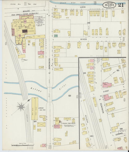 Sanborn Fire Insurance Map from Rome, Oneida County, New York (1894), Sheet #0021 - Historic Sanborn Fire Insurance Map Print, vintage old map wall art, antique decor, genealogy gift, New York New York map