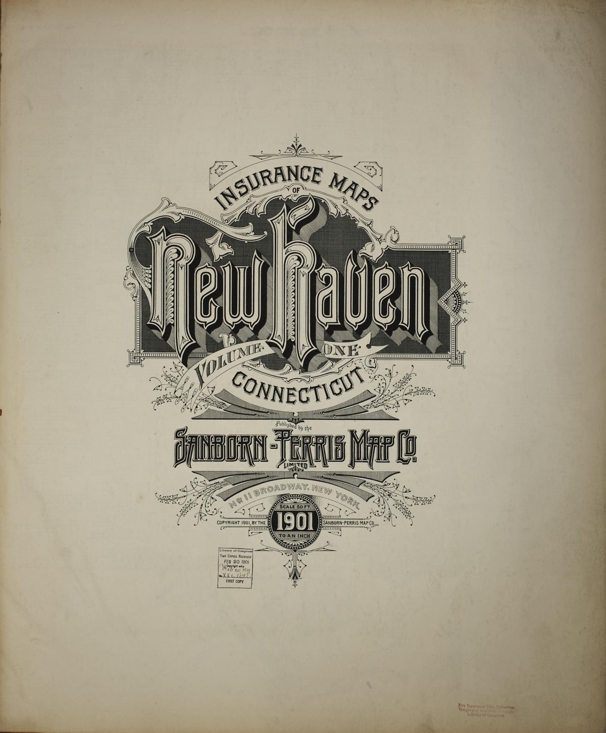 Sanborn Fire Insurance Map from New Haven, New Haven County, Connecticut (1901), Sheet #0001 - Historic Sanborn Fire Insurance Map Print, vintage old map wall art, antique decor, genealogy gift, Connecticut Connecticut map