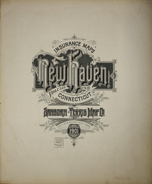 Sanborn Fire Insurance Map from New Haven, New Haven County, Connecticut (1901), Sheet #0001 - Historic Sanborn Fire Insurance Map Print, vintage old map wall art, antique decor, genealogy gift, Connecticut Connecticut map