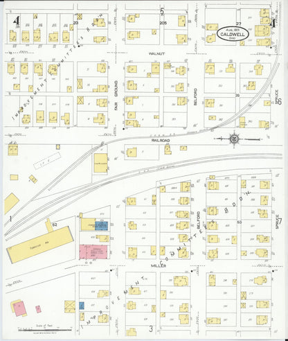 Sanborn Fire Insurance Map from Caldwell, Noble County, Ohio (1923), Sheet #0004 - Historic Sanborn Fire Insurance Map Print, vintage old map wall art, antique decor, genealogy gift, Ohio Ohio map