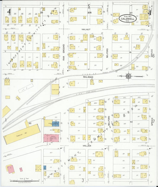 Sanborn Fire Insurance Map from Caldwell, Noble County, Ohio (1923), Sheet #0004 - Historic Sanborn Fire Insurance Map Print, vintage old map wall art, antique decor, genealogy gift, Ohio Ohio map