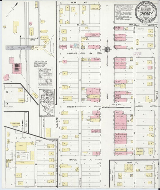Sanborn Fire Insurance Map from Cherry, Bureau County, Illinois. (1915) – Map View